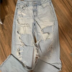 AE Distressed Mom Jeans